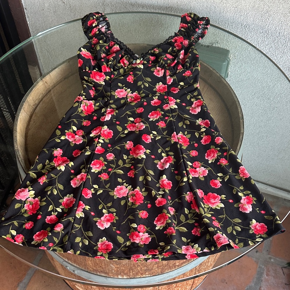 Liberty Black and Pink Floral Mini Dress
